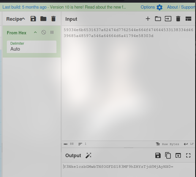 Hex to Base64 conversion in CyberChef