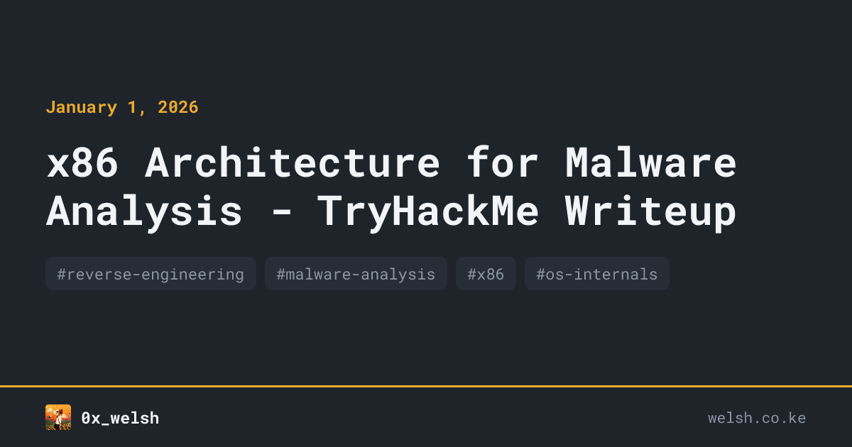 x86 Architecture for Malware Analysis - TryHackMe Writeup • 0x_welsh